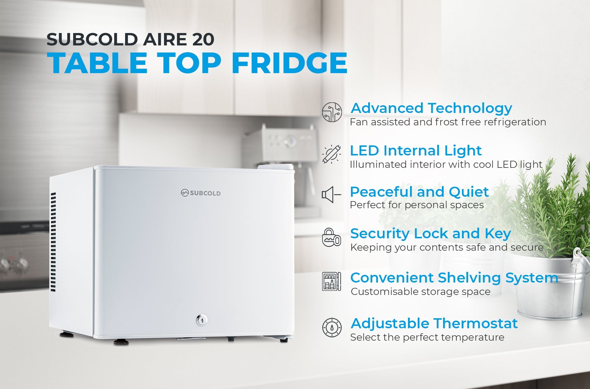Subcold Aire20 LED Mini Fridge - White | Refurbished
